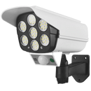 Lâmpada de segurança LED solar com sensor de movimento da marca Popfeel, iluminando área externa com luz branca brilhante