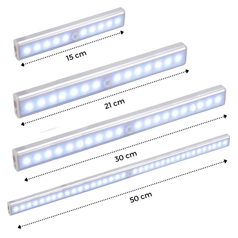 Luminária LED magnética Seenda com sensor de movimento, iluminando ambientes com luz branca eficiente e moderna.