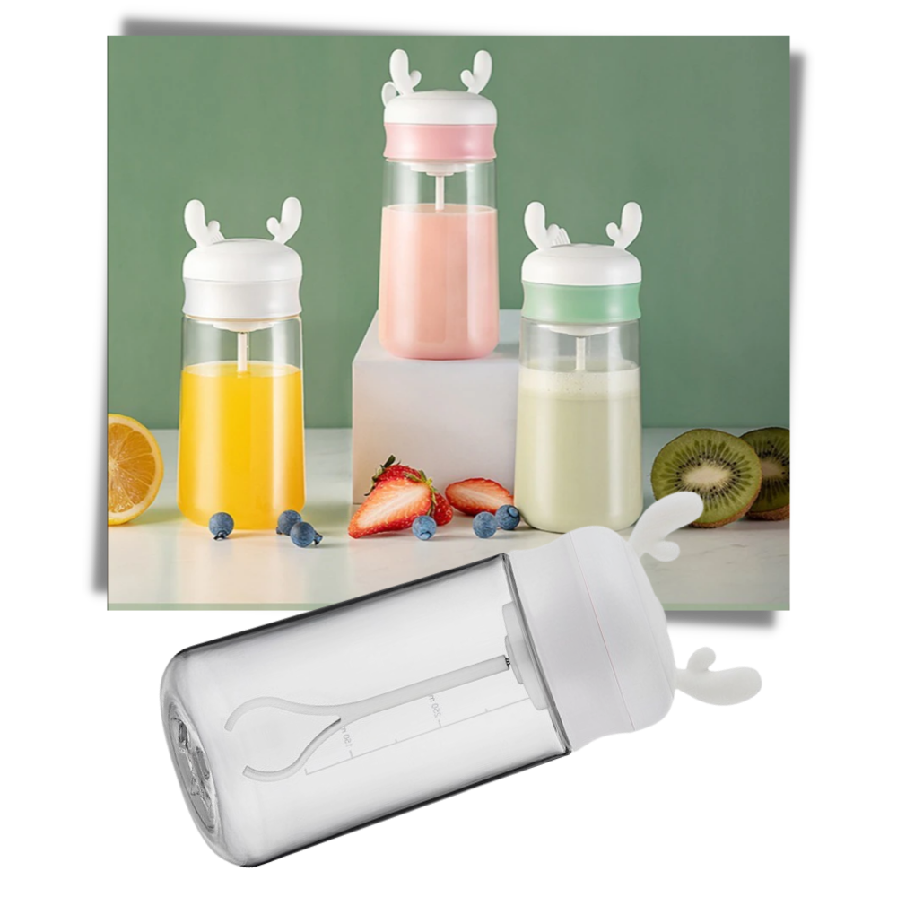 Garrafa shaker Magideal de suporte para alimentos e bebidas com agitação automática e material de grau alimentar.