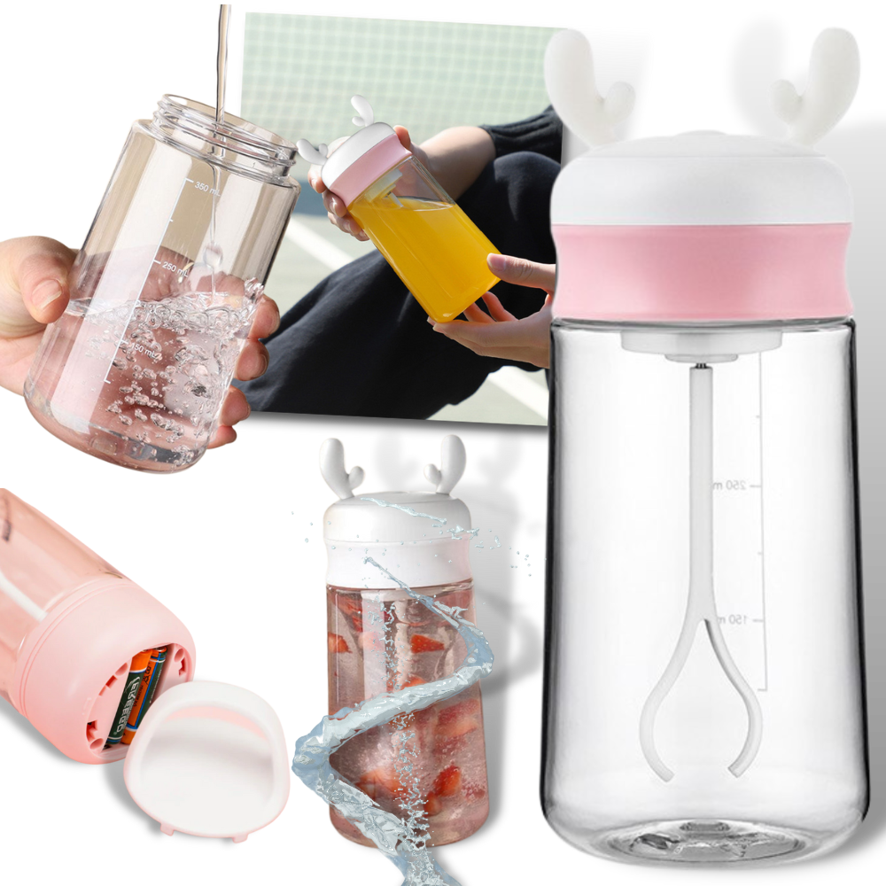 Recipiente Magideal para alimentos e bebidas com agitador automático, suporte para misturar líquidos de forma eficiente.