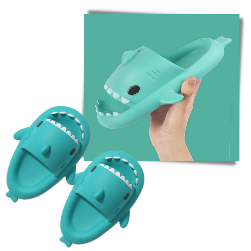 Chinelos de praia Jianda em forma de tubarão, leves e confortáveis, com design divertido de peixe.