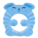 Touca de banho azul com coelho para crianças, protege os ouvidos durante o banho, feita pela Xiaocheng.