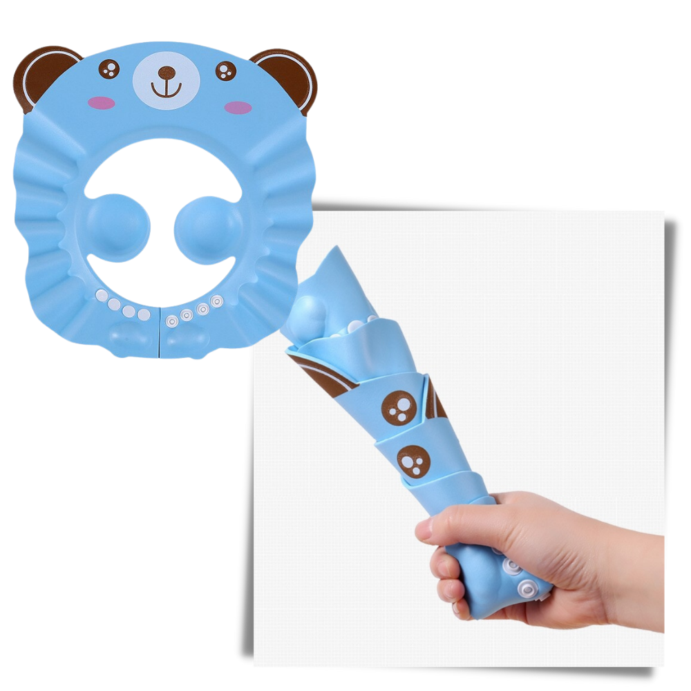 Touca de banho e protetor de ouvido infantil Xiaocheng, resistente e confortável, ideal para proteger durante o banho.