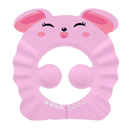 Touca de banho infantil rosa com orelhas de coelho, protetor de ouvido e casquinha para banho da Xiaocheng.