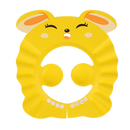 Touca de banho infantil Xiaocheng com proteção para os ouvidos, design de coelho amarelo para crianças.