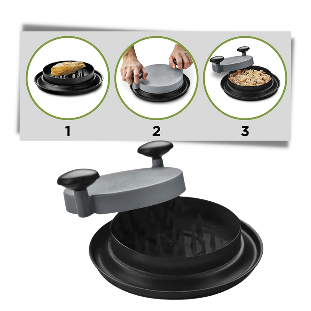 Triturador de frango Fusionbrands, eletrodoméstico de cozinha, fácil de usar e seguro para alimentos, mostrado na imagem.