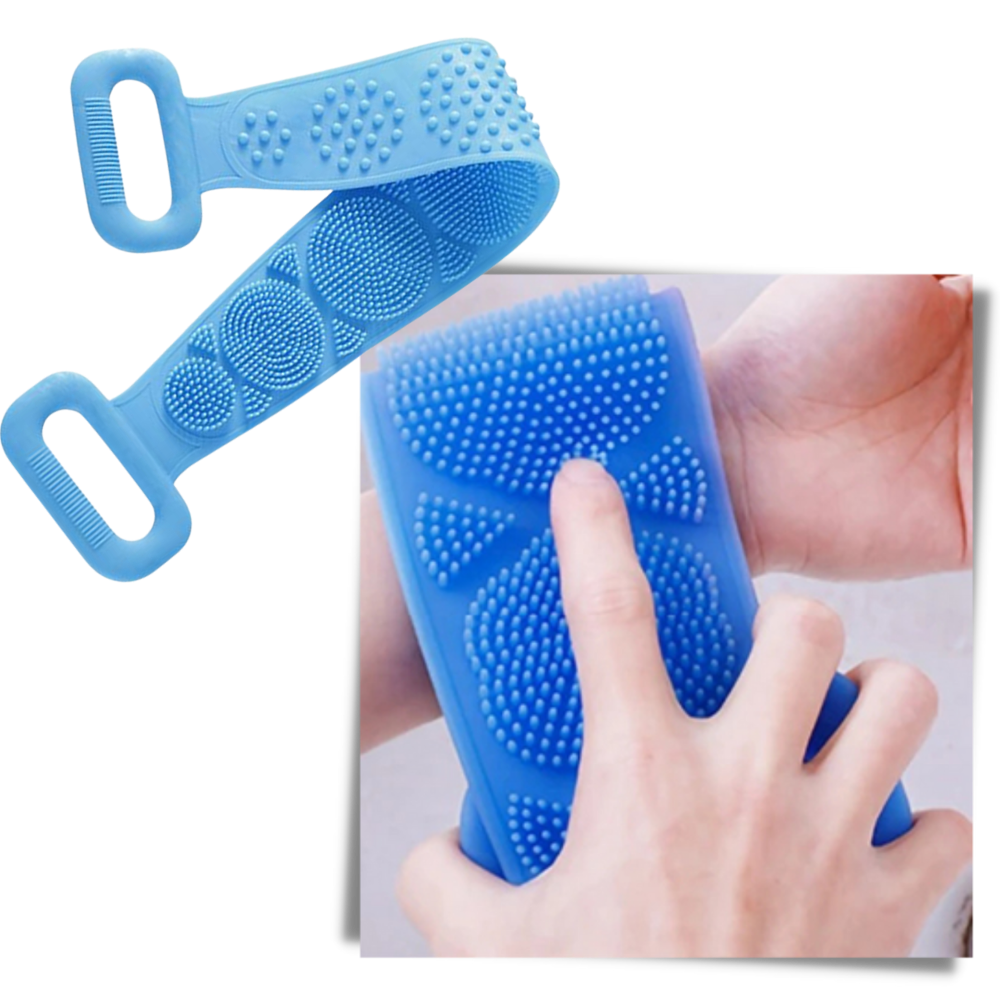 Escova de silicone extensível para corpo da Yszodd, com design ergonômico para limpeza eficaz da pele.