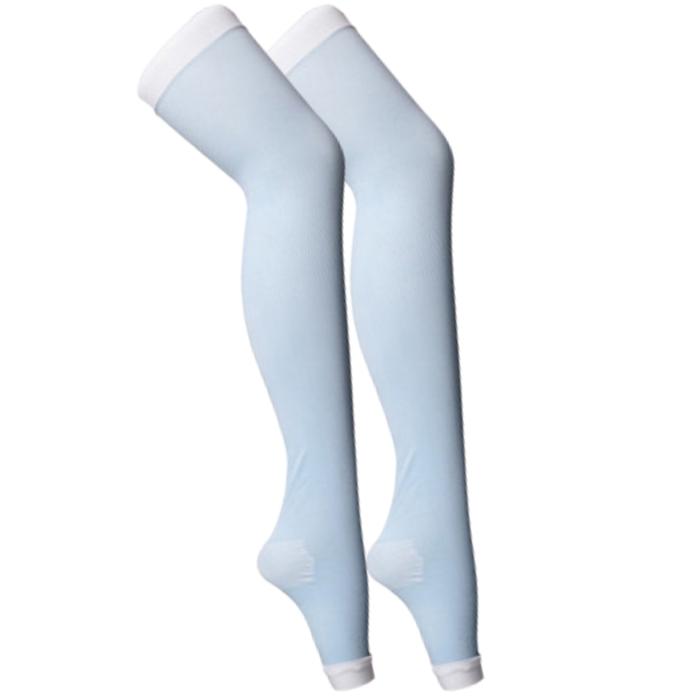 Meia-calça de compressão amincissante da Dcdeal na cor azul claro, tecido suave e ajustado ao corpo para modelar e oferecer conforto.