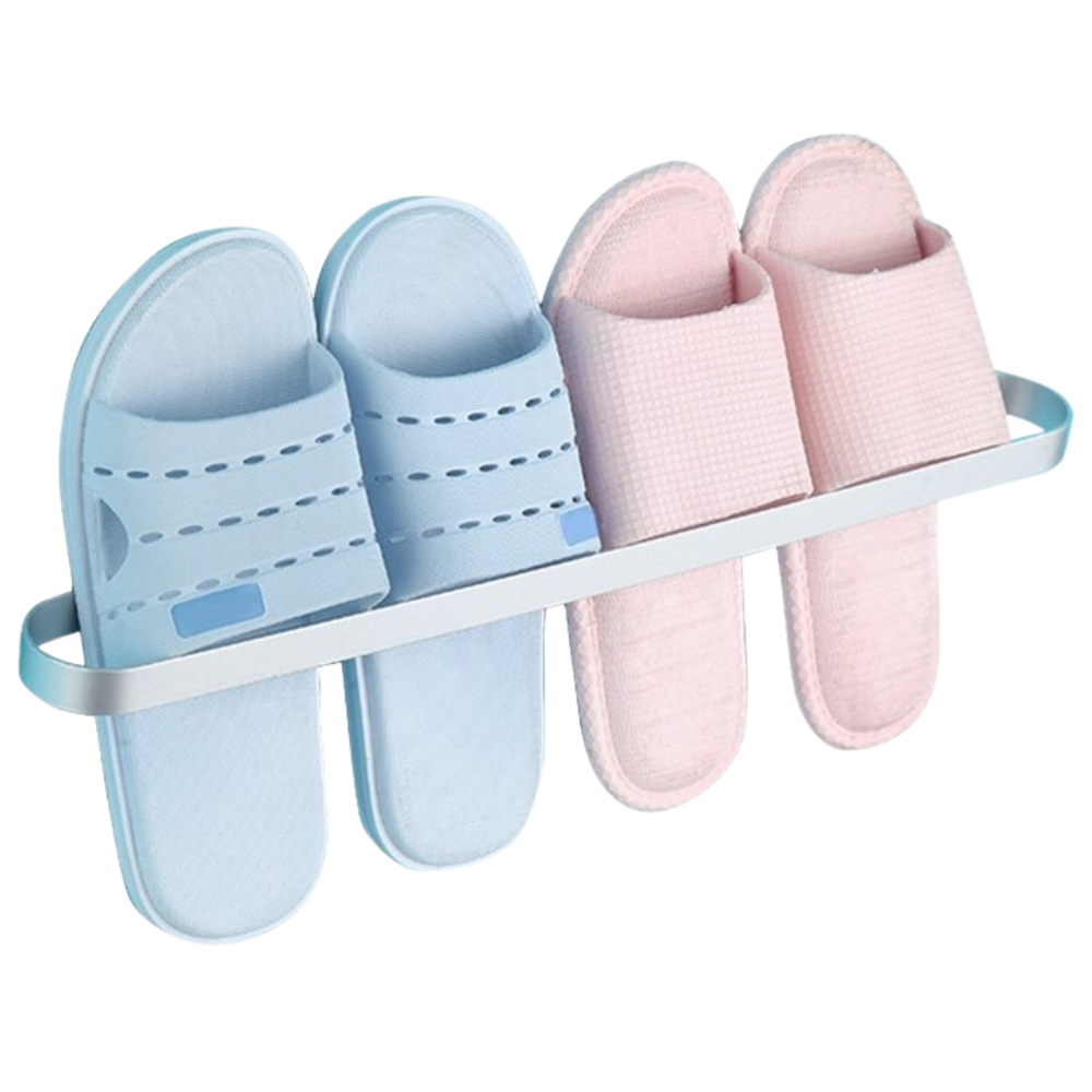 Suporte de parede em alumínio para pantufas Taluosi, organização de calçados, estrutura prateada para armazenamento eficiente