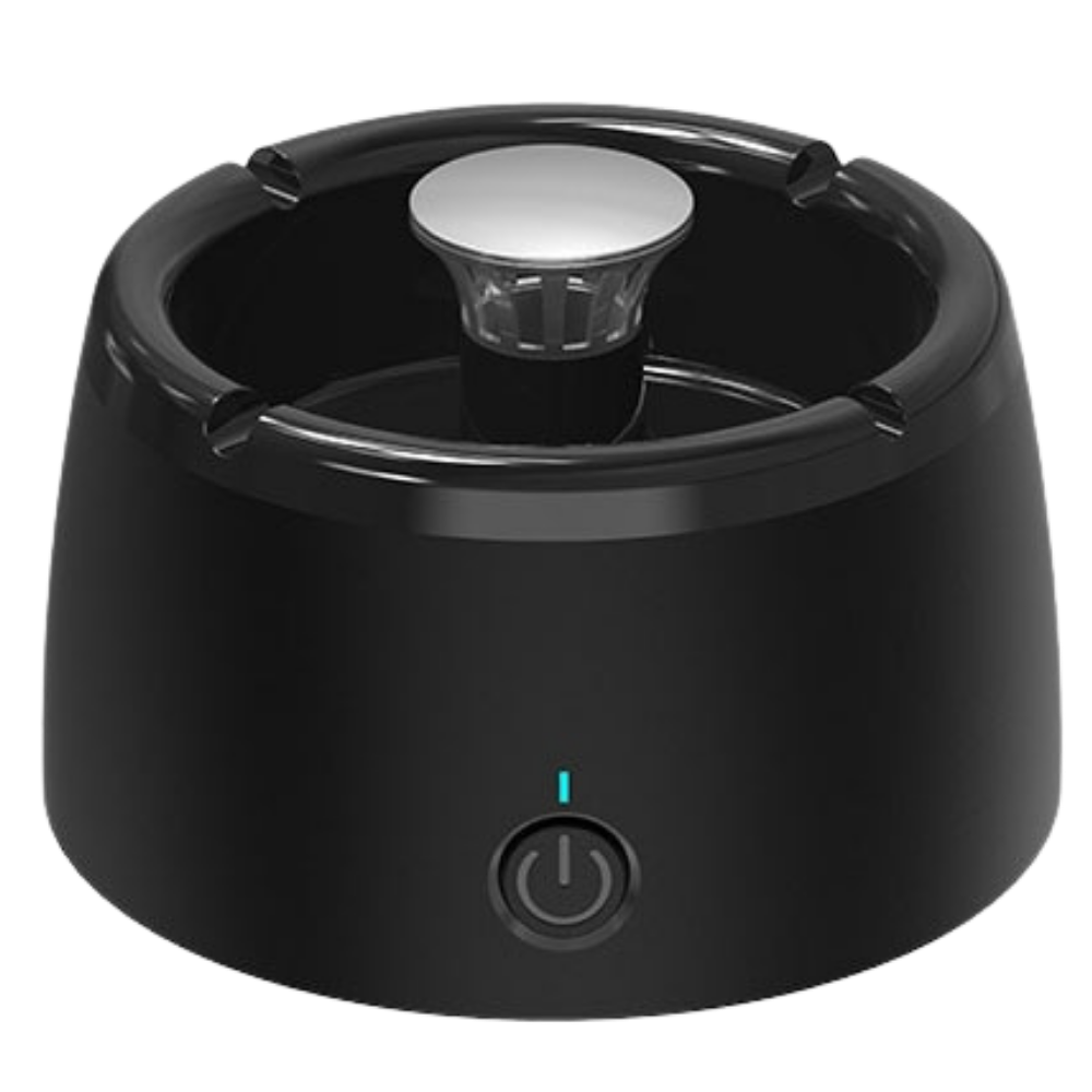 Cendrier de désenfumage intelligent Dupashio noir avec design moderne et capteur intégré pour une utilisation pratique.