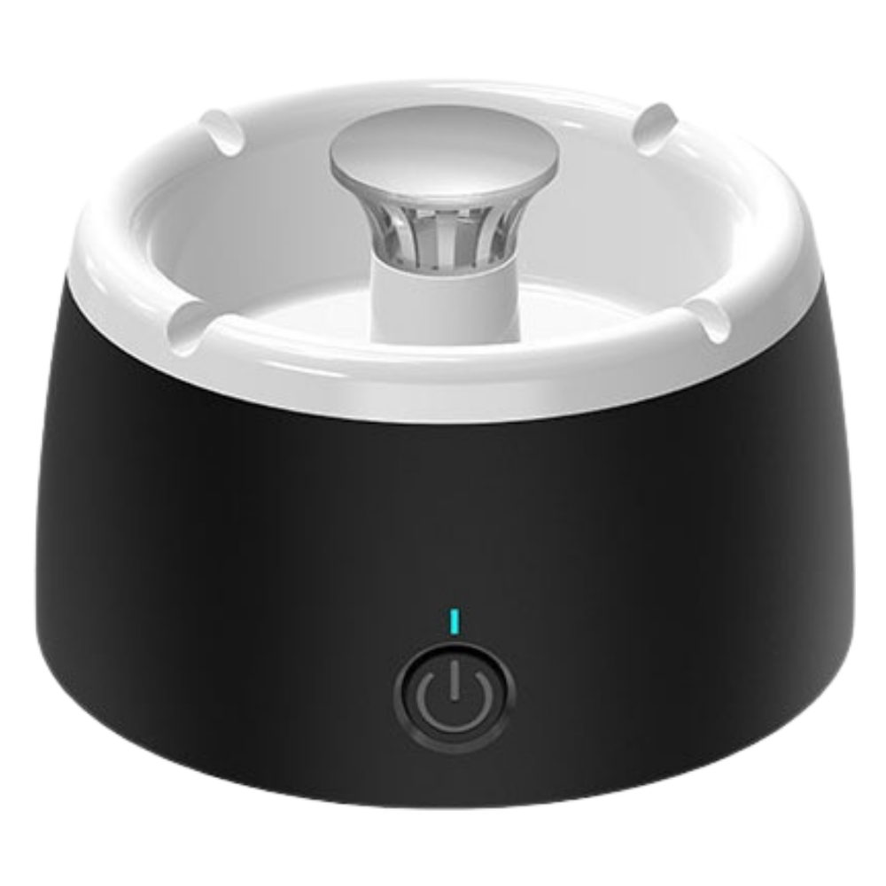 Cendrier de désenfumage intelligent Dupashio, design noir avec capteurs et interface moderne, pour contrôle efficace.
