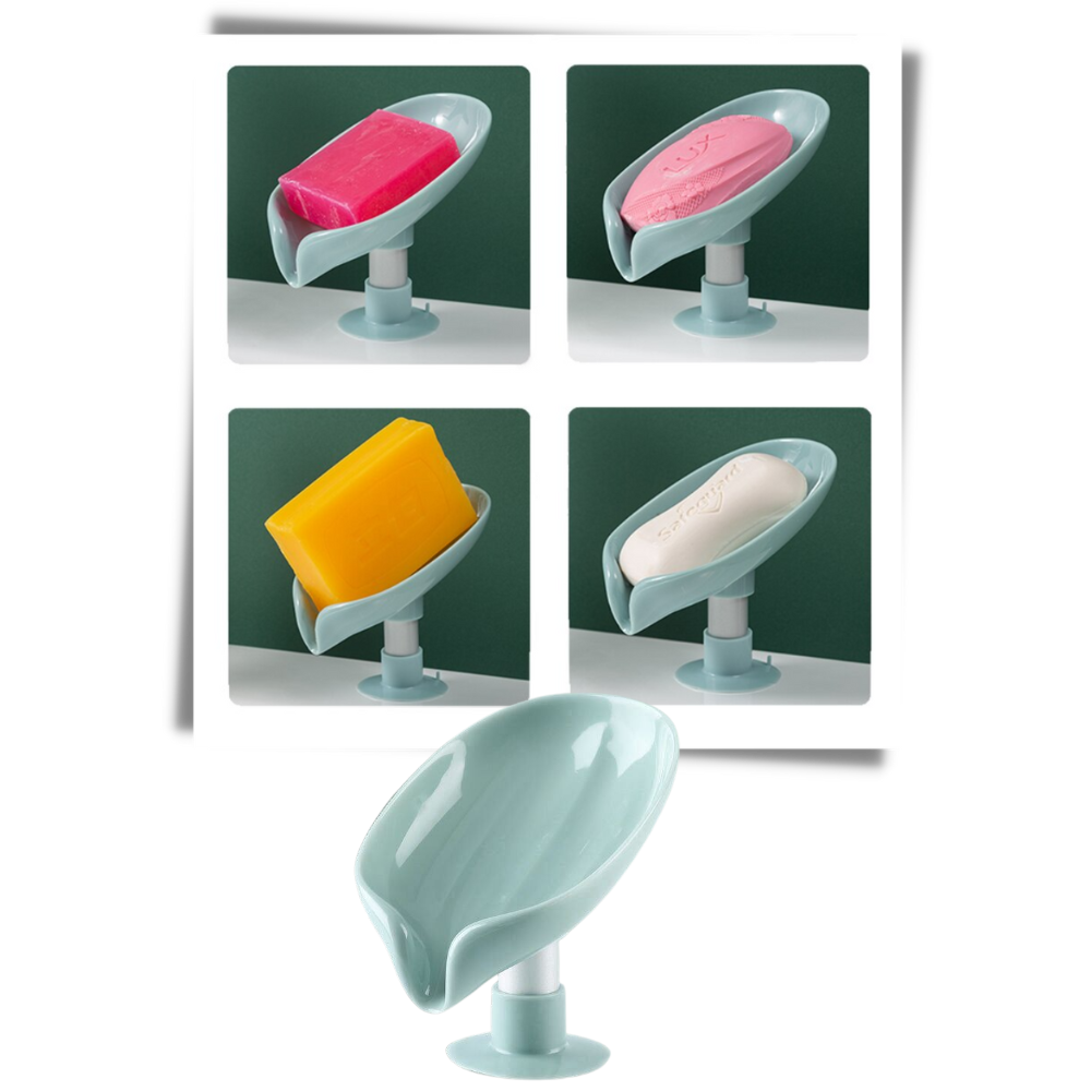 Porte-savon em forma de folha com escorredor, marca Papaba, para armazenar sabonetes de forma prática e decorativa.