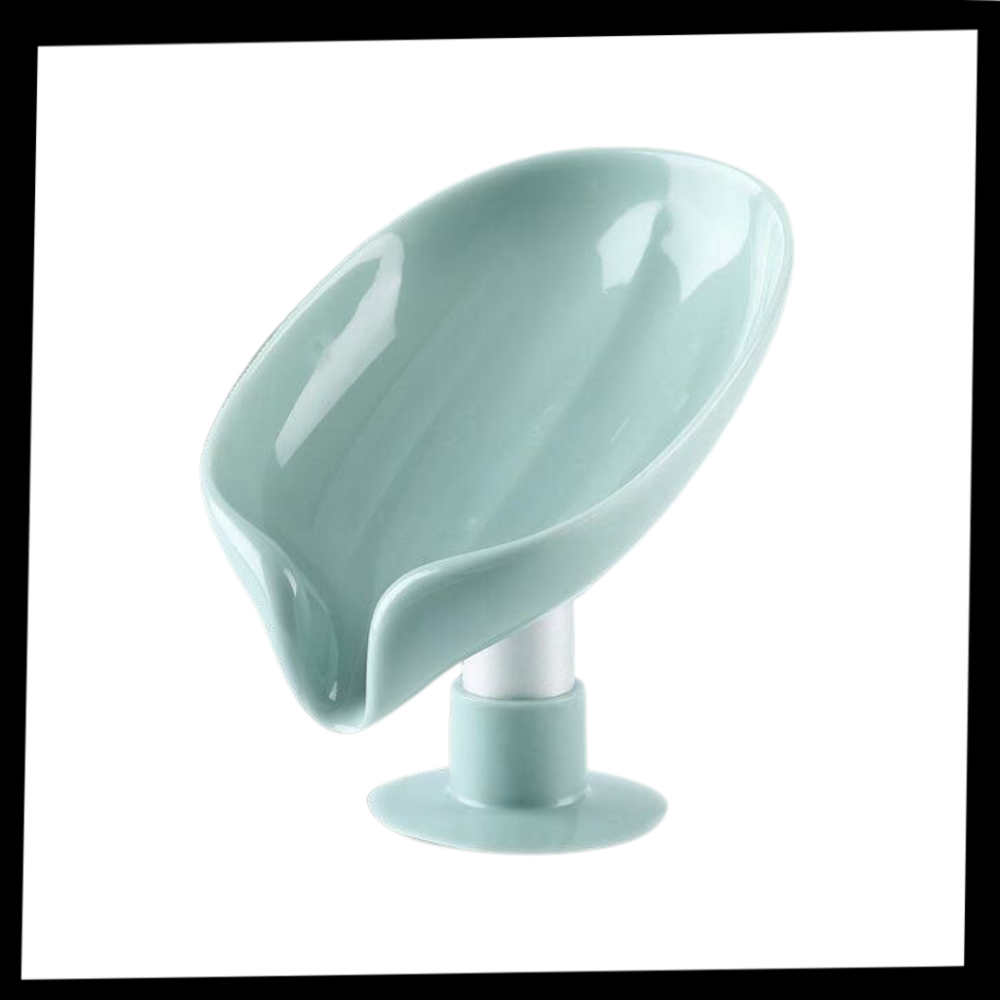 Porta-sabonete em forma de folha com escorredor, marca Papaba, feito de material resistente e decorativo para banheiro.
