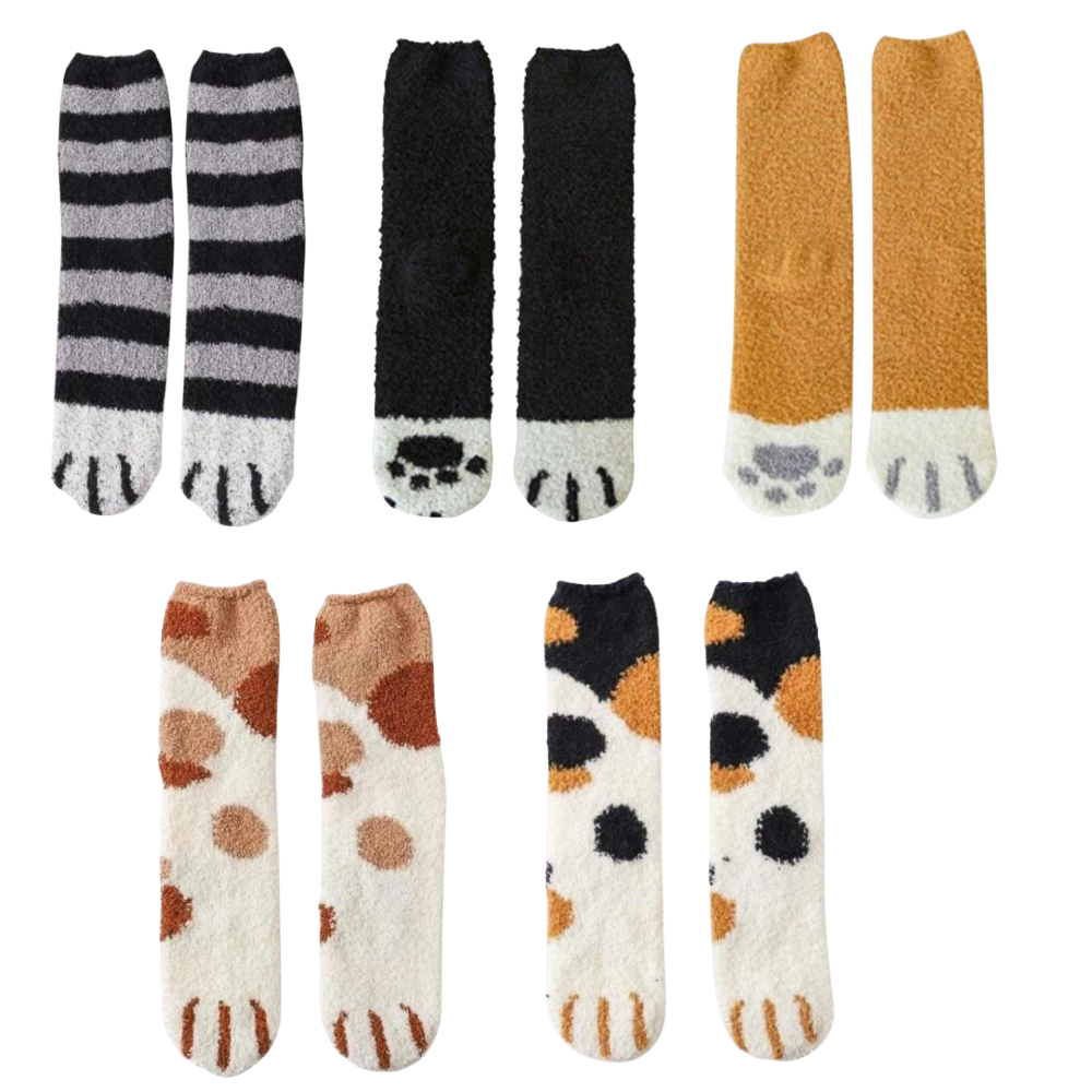 Meias de inverno Sihua com estampa de patas de gato, confortáveis e quentinhas, ideais para dias frios.
