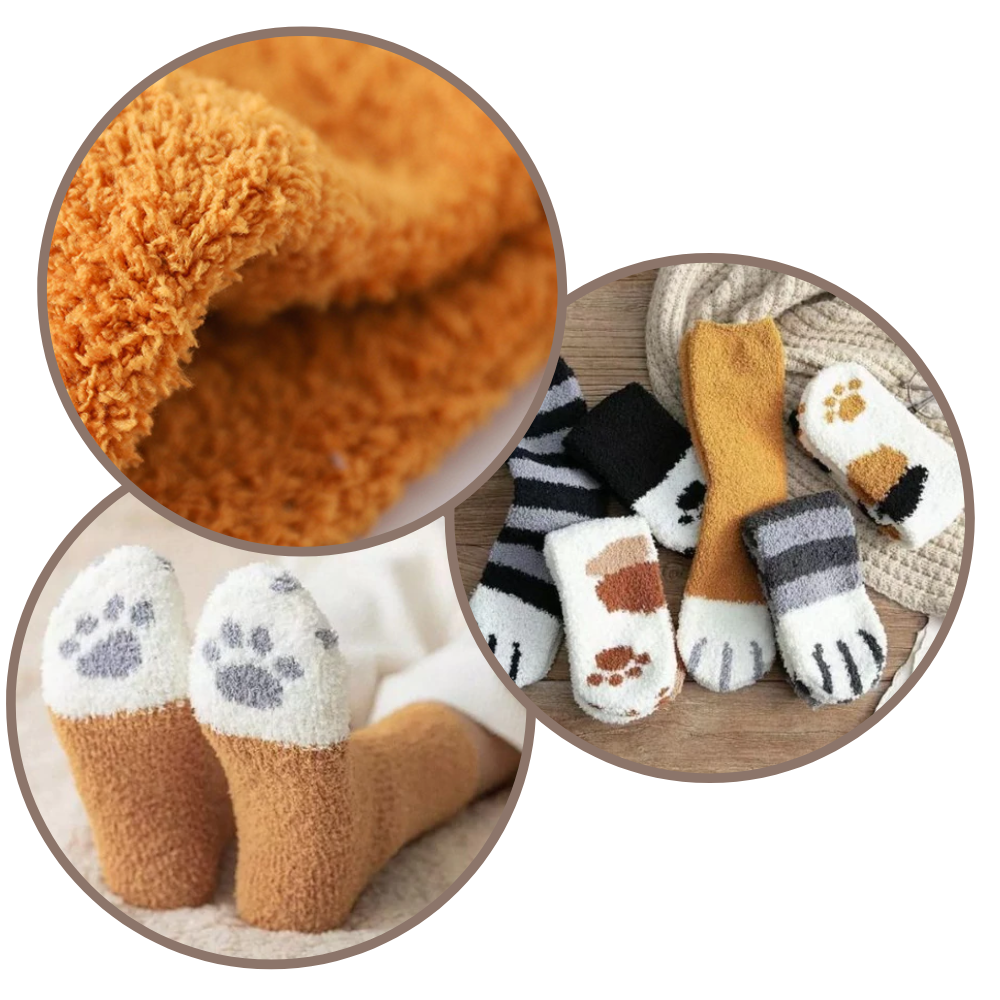 Meias de inverno Sihua com estampa de patas de gato, aquecimento confortável para os pés em clima frio.