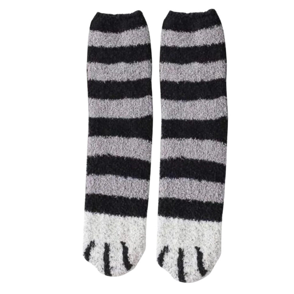 Meias de inverno Sihua com estampa de patas de gato listradas, confortáveis e quentinhas para o frio.