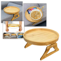 Consola de madeira dobrável com apoio para braço, modelo Susenc, ideal para decoração e funcionalidade em ambientes internos.