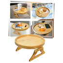 Consola Susenc de madeira com braços dobráveis, design versátil para ambientes internos ou externos, estilo funcional e elegante.