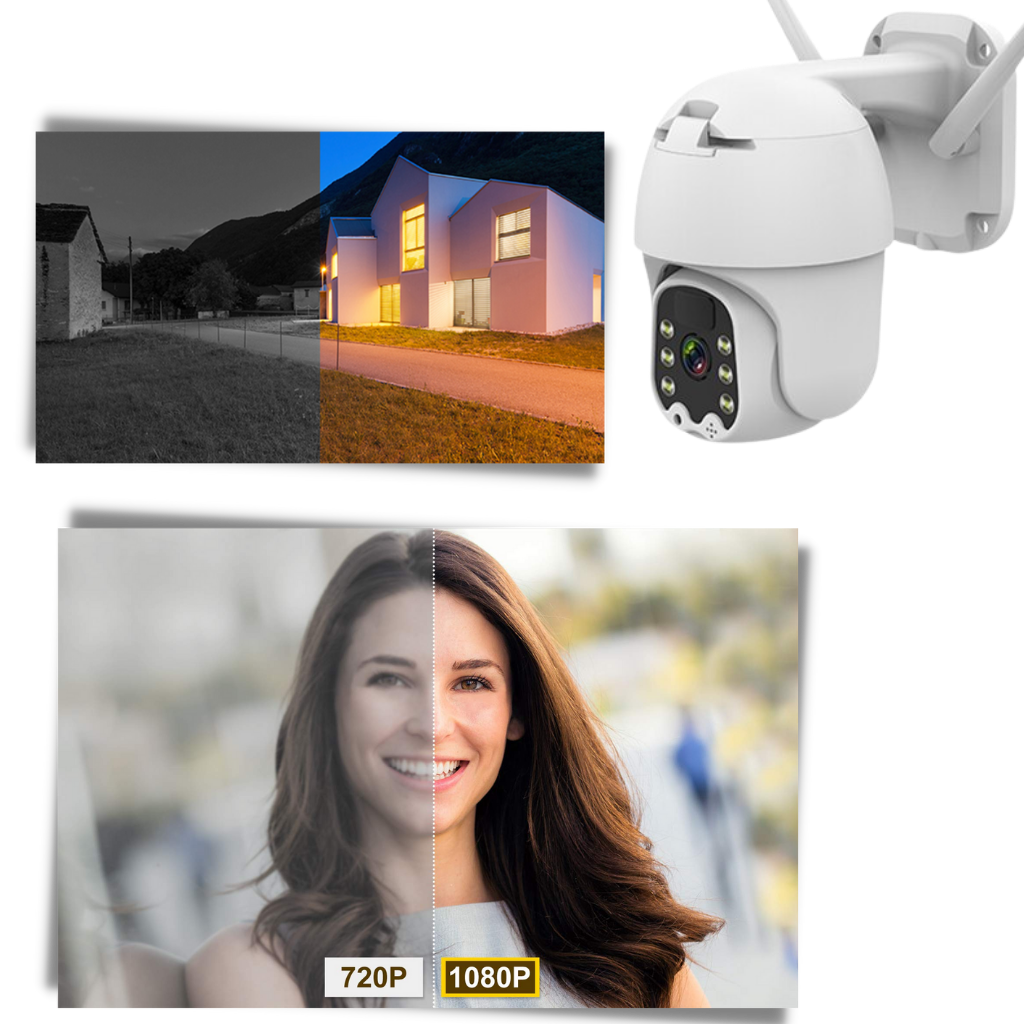 Câmera de segurança externa Yzhm com energia solar, alta resolução, detecta movimento e captura imagens ao ar livre.