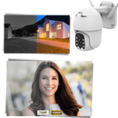Câmera de segurança externa Yzhm com energia solar, alta resolução, detecta movimento e captura imagens ao ar livre.