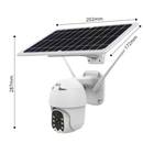 Câmera de vigilância externa Yzhm com energia solar, lente grande angular e design resistente às condições climáticas.