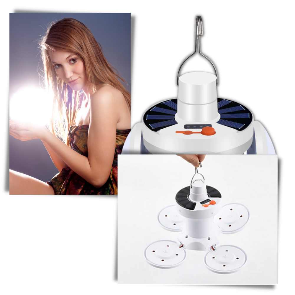 Lâmpada LED recarregável portátil para camping e trilhas, marca Jupaopon, com design compacto e luz brilhante para atividades ao ar livre