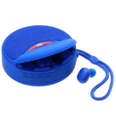 Fones de ouvido Bluetooth sem fio Imestou com suporte de áudio, mostrados na imagem azul.