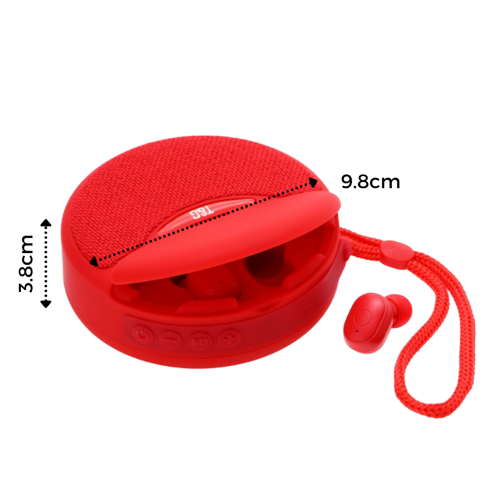 Fone de ouvido sem fio Bluetooth Imestou com estojos de carregamento e controles touch, componentes de áudio modernos.