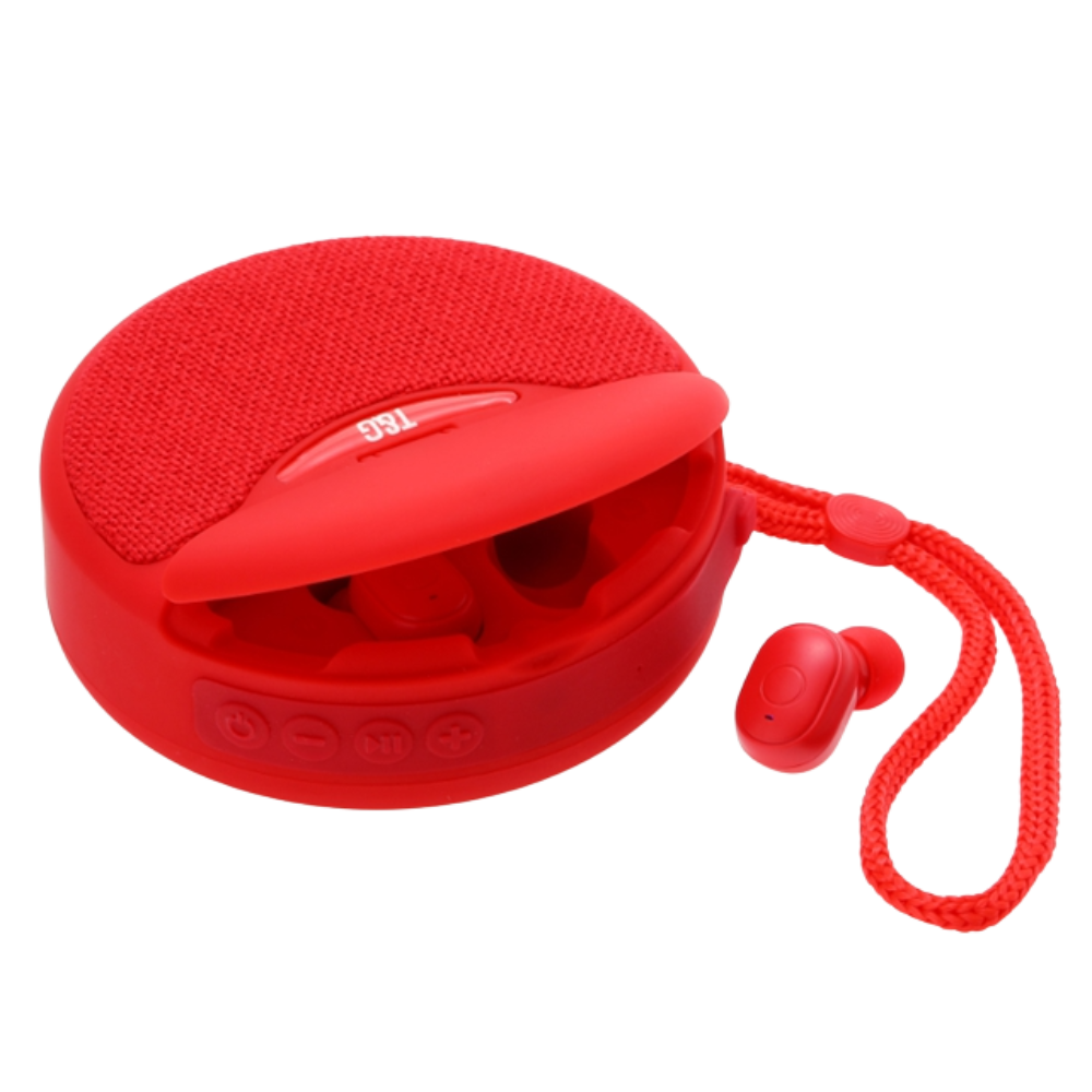 Fones de ouvido Bluetooth sem fio Imestou com estojo de carregamento vermelho, componentes de áudio portáteis e compatíveis com dispositivos móveis.
