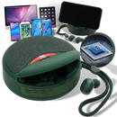 Fones de ouvido Bluetooth sem fio Imestou com estojos de carregamento e controles, componentes de áudio portátil e confortável.