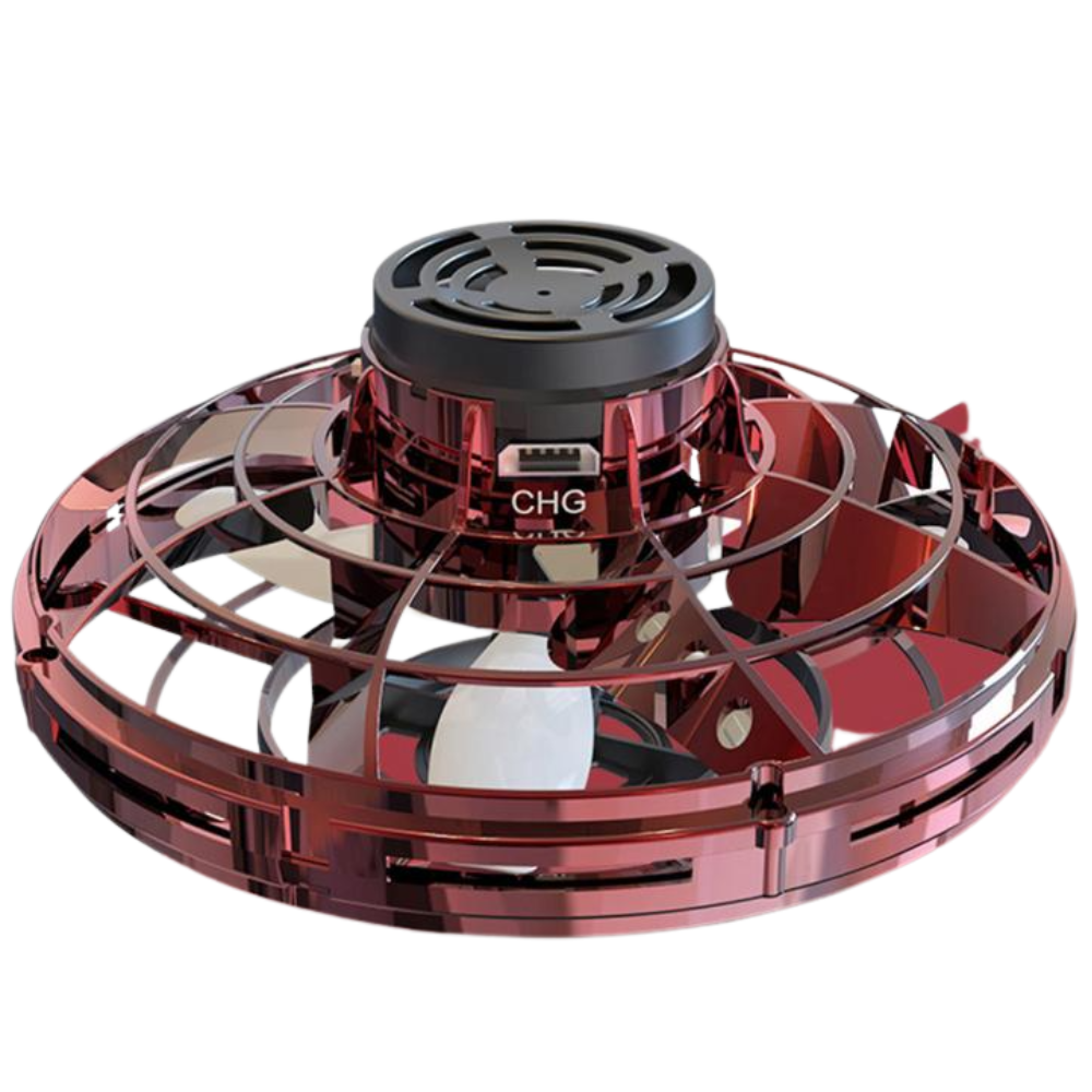 Brinquedo spinner volante vermelho da marca Harupink, brinquedo de atividade colorido com hélice giratória para crianças.