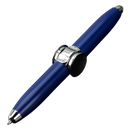 Caneta esferográfica spinner azul da Amuver, instrumento de escrita e desenho com design giratório e detalhes modernos.