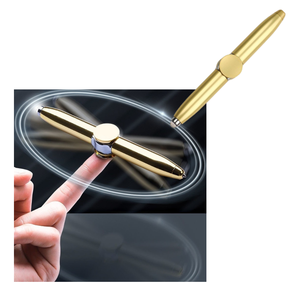 Caneta esferográfica spinner Amuver, instrumento de escrita com design rotativo para escrita e desenho criativo.