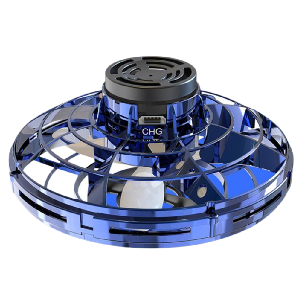 Brinquedo spinner volante azul da marca Harupink, brinquedo de atividade com design colorido para diversão infantil.