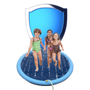 Piscina com jatos d'água para animais de estimação e crianças, produto de toilettagem Clberni, ideal para banho e diversão ao ar livre.