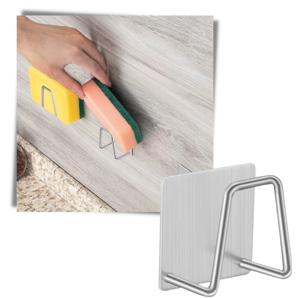 Conjunto de 2 suportes de esponja em aço inoxidável para cozinha, acessórios duráveis e práticos para organização.