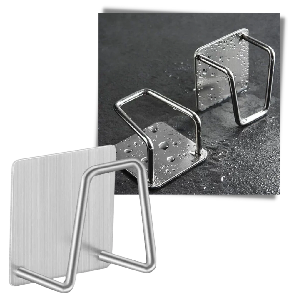 Conjunto de 2 porta-esponja de aço inoxidável para cozinha, resistente à ferrugem, com design prático e durável.