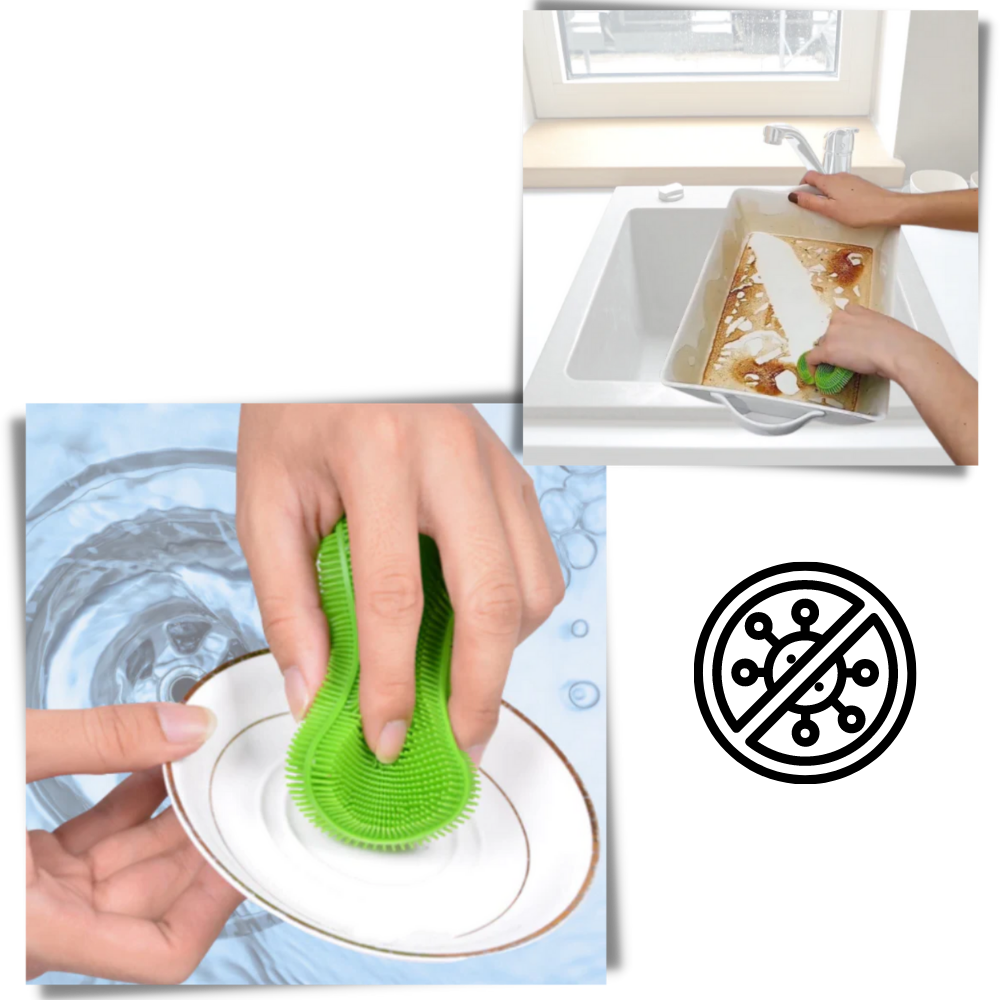 Esponja de silicone para cozinha Yugaoo, ideal para limpeza doméstica, com efeito antibacteriano e durabilidade.