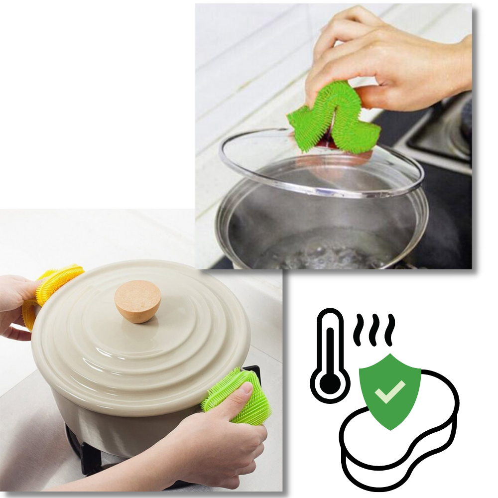 Esponja de cozinha em silicone da Yugaoo, resistente ao calor, ideal para limpeza doméstica eficiente e durável.