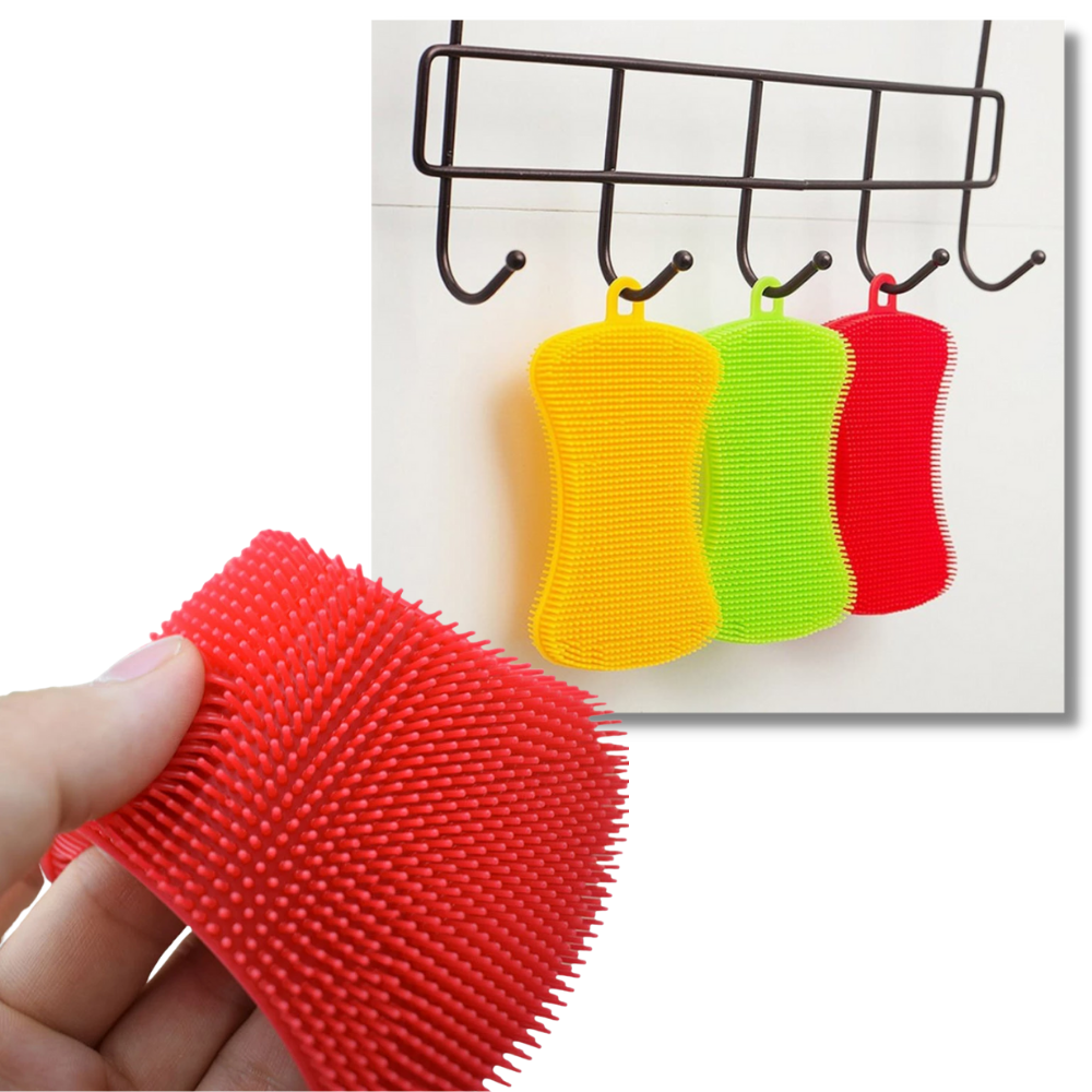 Esponja de silicone para cozinha Yugaoo, prática para limpeza de utensílios e superfícies domésticas.