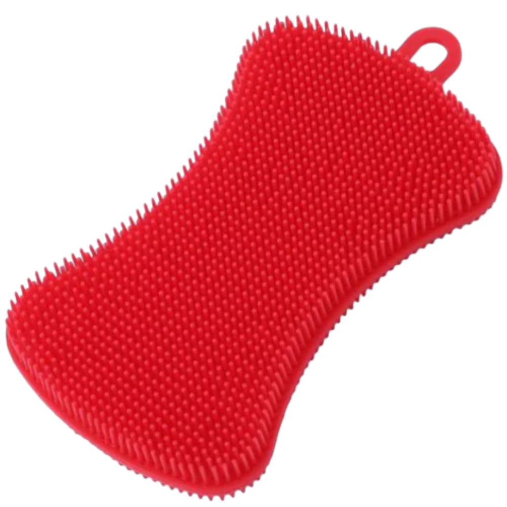 Esponja de cozinha em silicone vermelha da marca Yugaoo, ideal para limpeza doméstica eficaz e durável