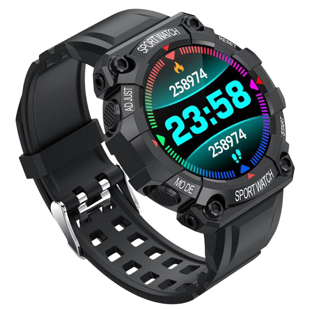 Relógio esportivo inteligente Eastjing preto, mostrador digital, pulseira de silicone, ideal para atividades físicas e monitoramento de saúde