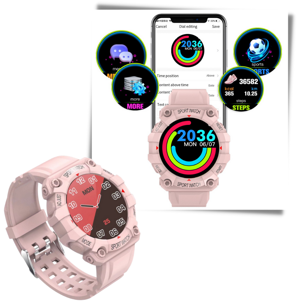 Relógio esportivo inteligente Eastjing com pulseira multifuncional em display digital, ideal para atividades físicas e monitoramento.