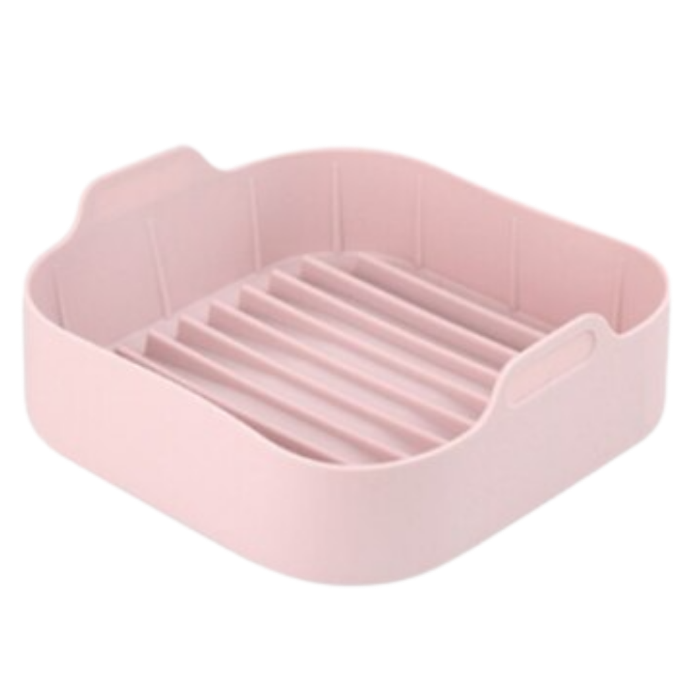 Poêle quadrada de silicone ecológico Flm para culinária e confeitaria, na cor rosa, com superfície antiaderente e resistente ao calor.
