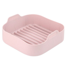 Poêle quadrada de silicone ecológico Flm para culinária e confeitaria, na cor rosa, com superfície antiaderente e resistente ao calor.