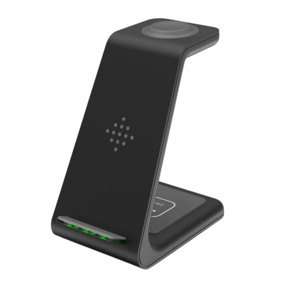 Base de carregamento sem fio Chuyi para telefone, carregador de alimentação sem fio preto, compatível com dispositivos móveis.