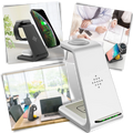 Base de carregamento sem fio Chuyi para telefone, com design compacto e compatível com diversos modelos de smartphones.
