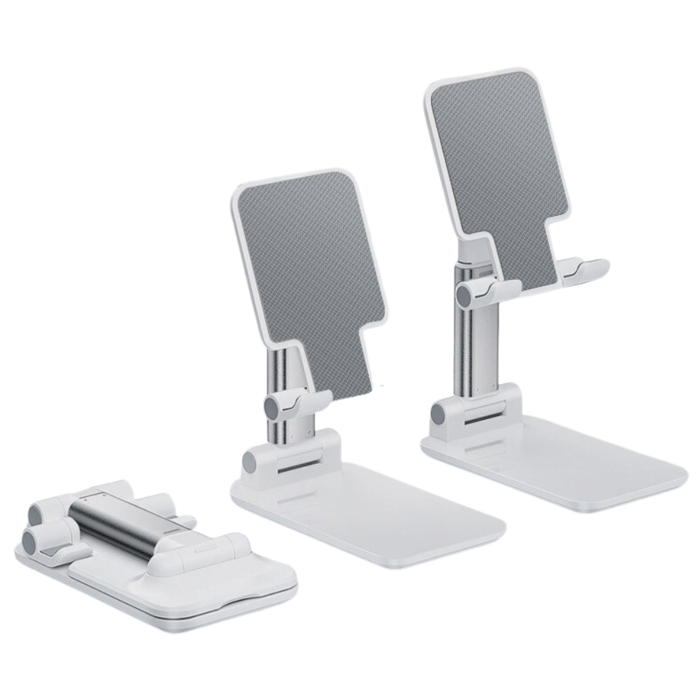 Suporte universal para telefone Yszodd na cor branca, ajustável para diferentes modelos de smartphones.
