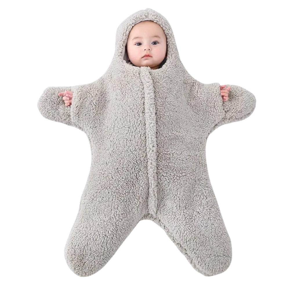 Sac de couchage pour bébé étoile de mer Wicvik Kids, gris, doux et chaud, idéal pour dormir confortablement.
