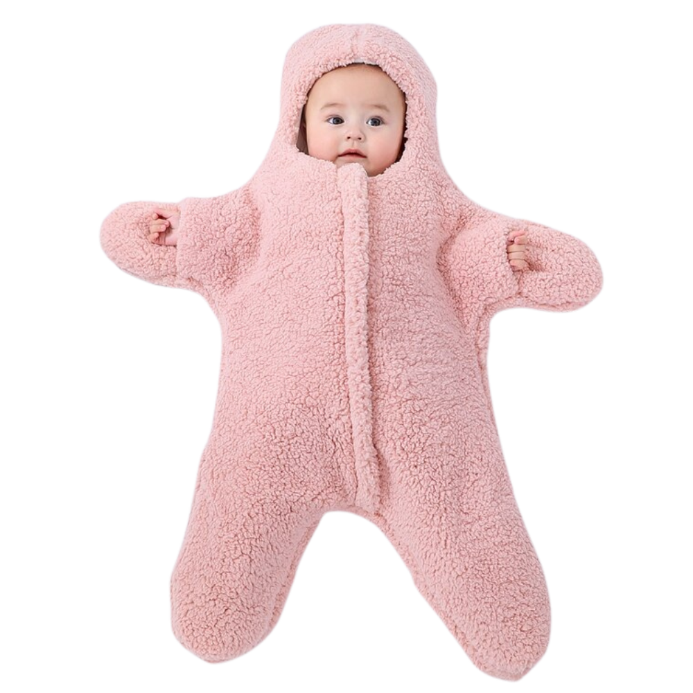 Sac de couchage pour bébé étoile de mer Wicvik Kids, en tissu rose doux, idéal pour garder bébé au chaud et confortable.